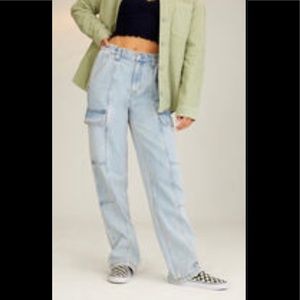 Pacsun, high waist elastic waist cargo jeans.